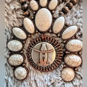 Houston Rodeo Costume Squash Blossom Necklace. 15” in length.